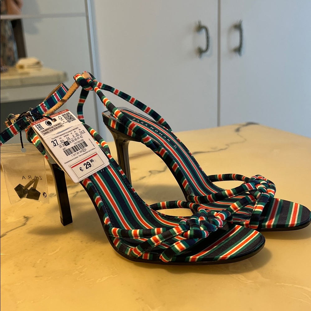 Zara Colorful Striped Heels
